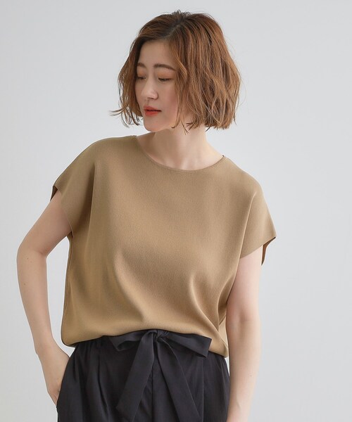 SOV. ソブ　ドライタッチ ニット フリル付き　38（M） セール】【嬉しい機能付き】やわらかドライタッチフレンチ