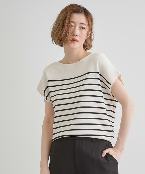 grove（グローブ）の「【嬉しい機能付き】やわらかドライタッチフレンチスリーブニット（ニット/セーター・レディース・ベージュ/オレンジ/ブラック/ブルーグリーン/オフホワイト/ホワイト系5・02/03/01/04/05）」の14枚目の写真