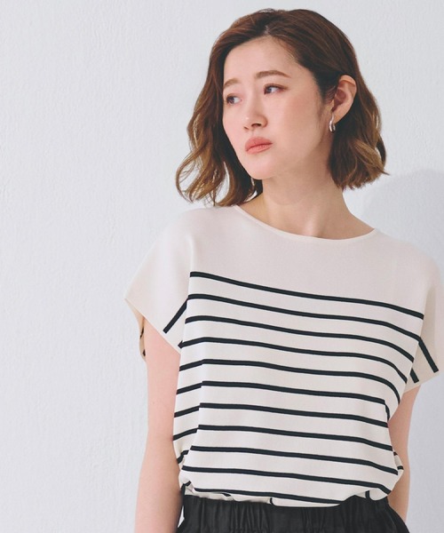 grove（グローブ）の「【嬉しい機能付き】やわらかドライタッチフレンチスリーブニット（ニット/セーター・レディース・ベージュ/オレンジ/ブラック/ブルーグリーン/オフホワイト/ホワイト系5・02/03/01/04/05）」の3枚目の写真