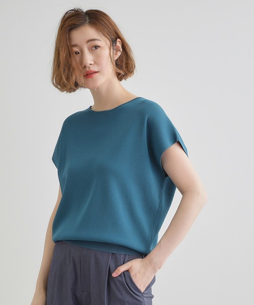 grove（グローブ）の「【嬉しい機能付き】やわらかドライタッチフレンチスリーブニット（ニット/セーター・レディース・ベージュ/オレンジ/ブラック/ブルーグリーン/オフホワイト/ホワイト系5・02/03/01/04/05）」の6枚目の写真