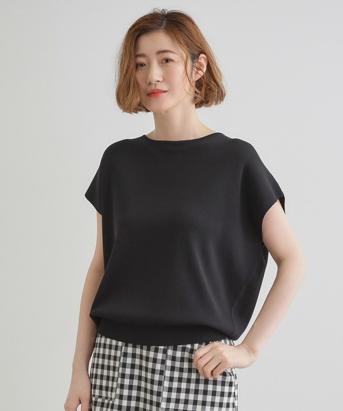 grove（グローブ）の「【嬉しい機能付き】やわらかドライタッチフレンチスリーブニット（ニット/セーター・レディース・ベージュ/オレンジ/ブラック/ブルーグリーン/オフホワイト/ホワイト系5・02/03/01/04/05）」の4枚目の写真