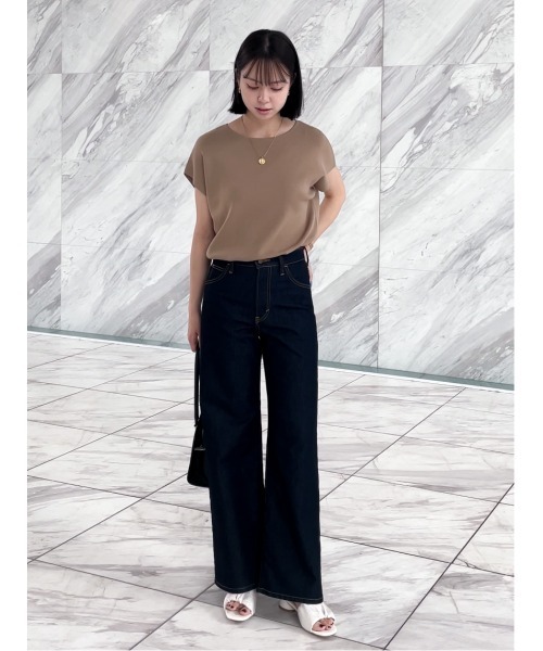 grove（グローブ）の「【嬉しい機能付き】やわらかドライタッチフレンチスリーブニット（ニット/セーター・レディース・ベージュ/オレンジ/ブラック/ブルーグリーン/オフホワイト/ホワイト系5・02/03/01/04/05）」の9枚目の写真