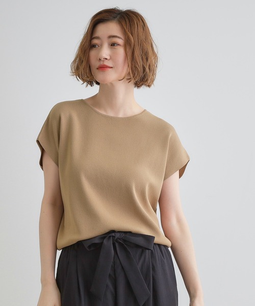 grove（グローブ）の「【嬉しい機能付き】やわらかドライタッチフレンチスリーブニット（ニット/セーター・レディース・ベージュ/オレンジ/ブラック/ブルーグリーン/オフホワイト/ホワイト系5・02/03/01/04/05）」の8枚目の写真