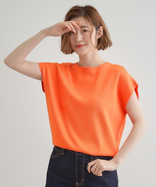 grove（グローブ）の「【嬉しい機能付き】やわらかドライタッチフレンチスリーブニット（ニット/セーター・レディース・ベージュ/オレンジ/ブラック/ブルーグリーン/オフホワイト/ホワイト系5・02/03/01/04/05）」の10枚目の写真