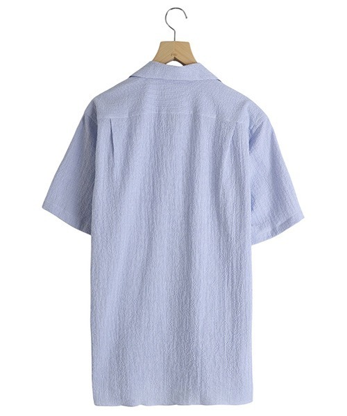 ERRICO FORMICOLA（エッリコフォルミコラ）の「Errico Formicola / エリコ フォルミコラ：CESARE M/C Open Collar S/S Shirts STRIPE：1-34215-1[MUS]（シャツ/ブラウス・メンズ・ブルー・38/39）」の8枚目の写真