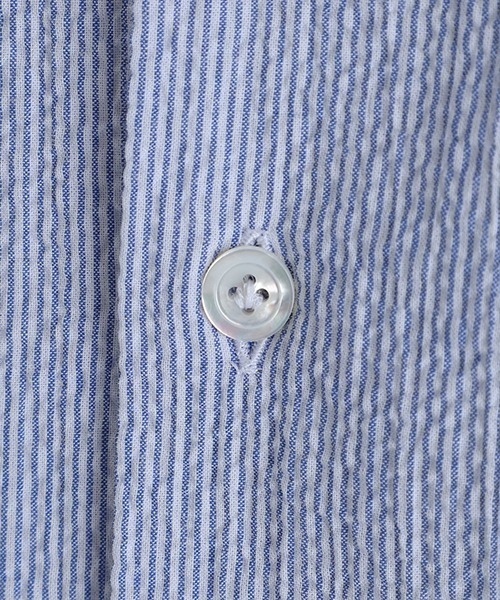 ERRICO FORMICOLA（エッリコフォルミコラ）の「Errico Formicola / エリコ フォルミコラ：CESARE M/C Open Collar S/S Shirts STRIPE：1-34215-1[MUS]（シャツ/ブラウス・メンズ・ブルー・38/39）」の7枚目の写真