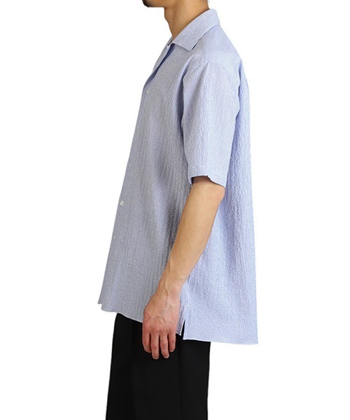 ERRICO FORMICOLA（エッリコフォルミコラ）の「Errico Formicola / エリコ フォルミコラ：CESARE M/C Open Collar S/S Shirts STRIPE：1-34215-1[MUS]（シャツ/ブラウス・メンズ・ブルー・38/39）」の3枚目の写真