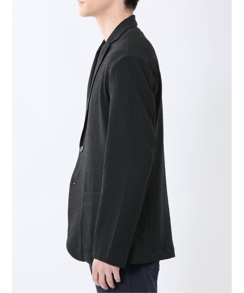 TAKA-Q(タカキュー)の「【ストレッチ 吸水速乾 ウォッシャブル】タカキュー ドットエア サッカーチェック 2ボタン シャツジャケット(テーラードジャケット・メンズ・ネイビー/ブラック・X-LARGE/LARGE/MEDIUM)」の8枚目の写真