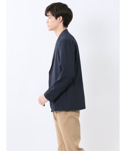 TAKA-Q(タカキュー)の「【ストレッチ 吸水速乾 ウォッシャブル】タカキュー ドットエア サッカーチェック 2ボタン シャツジャケット(テーラードジャケット・メンズ・ネイビー/ブラック・X-LARGE/LARGE/MEDIUM)」の15枚目の写真