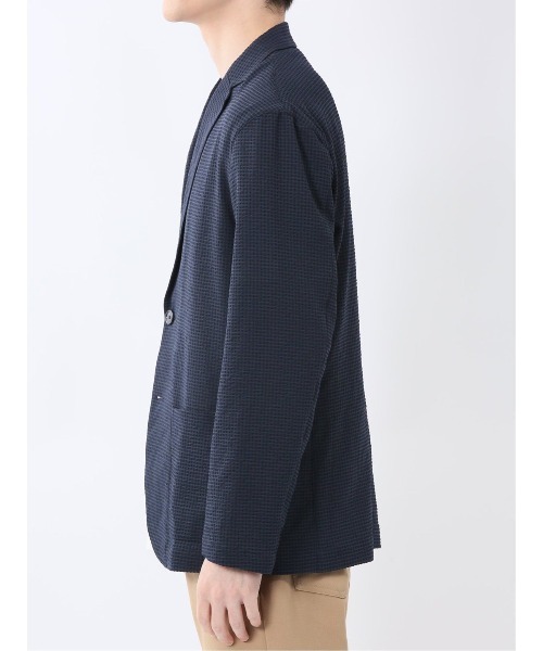 TAKA-Q(タカキュー)の「【ストレッチ 吸水速乾 ウォッシャブル】タカキュー ドットエア サッカーチェック 2ボタン シャツジャケット(テーラードジャケット・メンズ・ネイビー/ブラック・X-LARGE/LARGE/MEDIUM)」の20枚目の写真