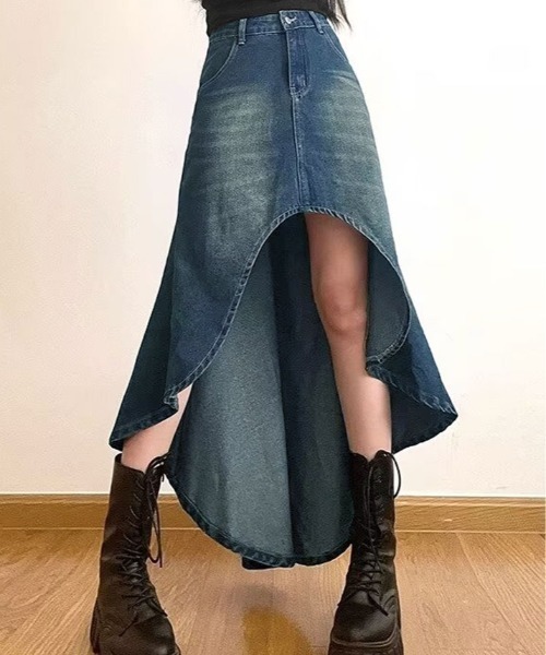 ドレスプラス DRESS+ フレアスカート ミモレ丈 フィッシュテール