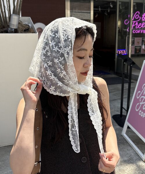 CIAOPANIC TYPY（チャオパニックティピー）の「【lil】レースバブーシュカ（その他ヘアアクセサリー・レディース・ホワイト/ブラック・ONE SIZE）」の7枚目の写真
