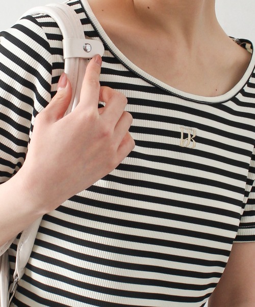 SpRay（スプレイ）の「テレコボーダー刺繍トップス（Tシャツ/カットソー・レディース・ホワイト×ブラック/グレー系その他・FREE）」の15枚目の写真