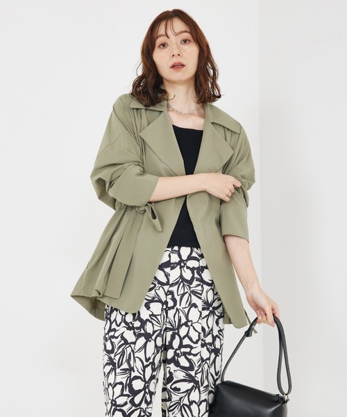 qualite（カリテ）の「【撥水/接触冷感】ボックスタックダブルジャケット（トレンチコート・レディース・アイボリー/カーキ・38/36）」の6枚目の写真