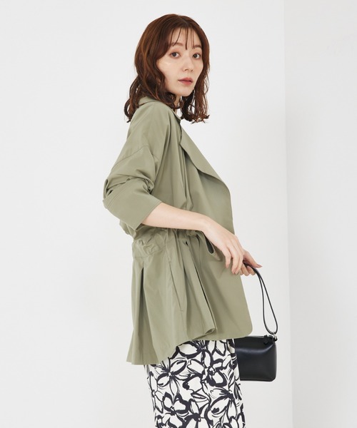 qualite（カリテ）の「【撥水/接触冷感】ボックスタックダブルジャケット（トレンチコート・レディース・アイボリー/カーキ・38/36）」の3枚目の写真