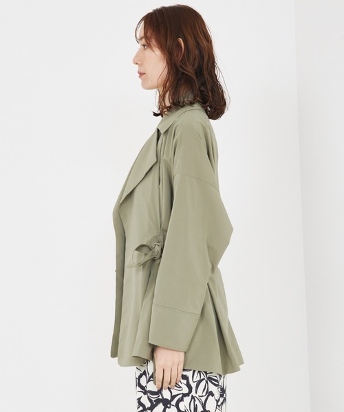 qualite（カリテ）の「【撥水/接触冷感】ボックスタックダブルジャケット（トレンチコート・レディース・アイボリー/カーキ・38/36）」の8枚目の写真