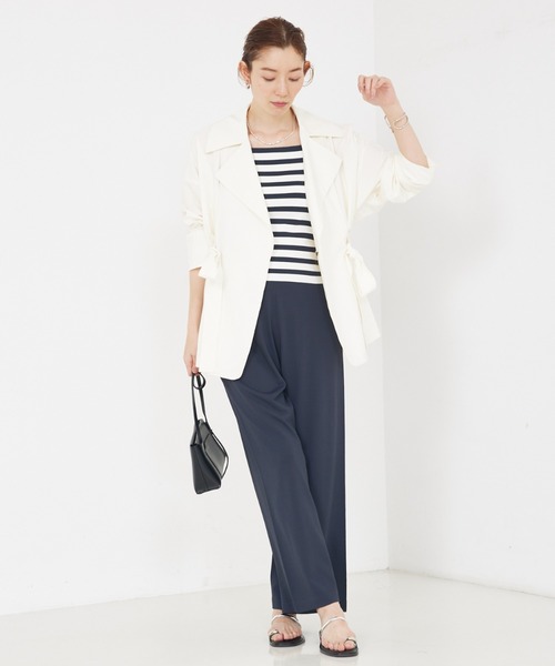 qualite（カリテ）の「【撥水/接触冷感】ボックスタックダブルジャケット（トレンチコート・レディース・アイボリー/カーキ・38/36）」の18枚目の写真