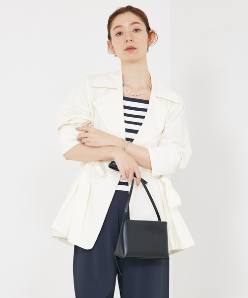 qualite（カリテ）の「【撥水/接触冷感】ボックスタックダブルジャケット（トレンチコート・レディース・アイボリー/カーキ・38/36）」の21枚目の写真