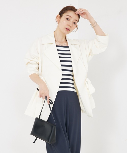 qualite（カリテ）の「【撥水/接触冷感】ボックスタックダブルジャケット（トレンチコート・レディース・アイボリー/カーキ・38/36）」の22枚目の写真