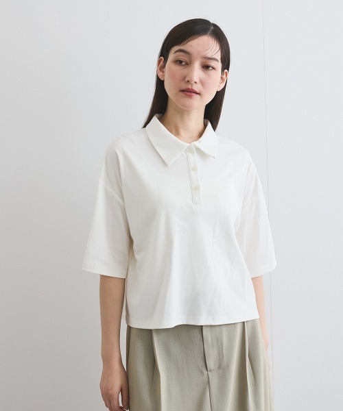 VICKY（ビッキー）の「【汗染み防止】ポロトップス≪セットアップ対応/洗濯機で洗える≫（Tシャツ/カットソー・レディース・オフホワイト/チャコールグレー/ブラック・M）」の5枚目の写真