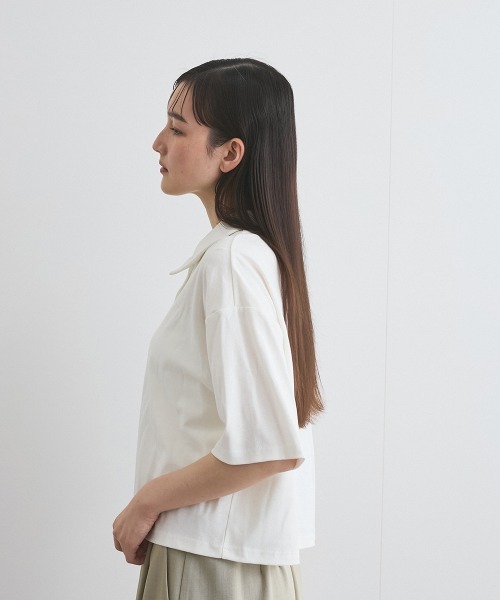 VICKY（ビッキー）の「【汗染み防止】ポロトップス≪セットアップ対応/洗濯機で洗える≫（Tシャツ/カットソー・レディース・オフホワイト/チャコールグレー/ブラック・M）」の6枚目の写真