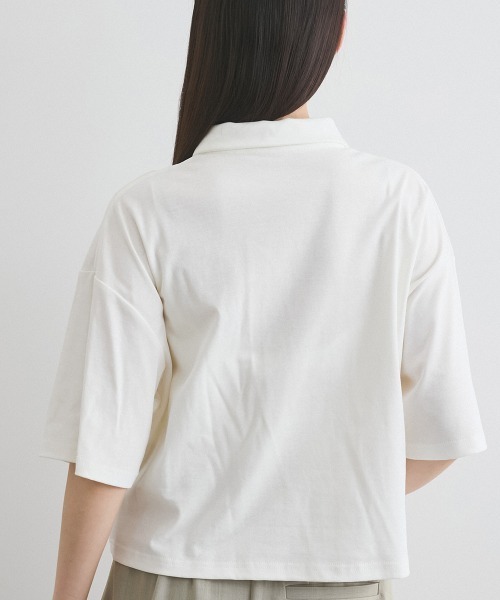 VICKY（ビッキー）の「【汗染み防止】ポロトップス≪セットアップ対応/洗濯機で洗える≫（Tシャツ/カットソー・レディース・オフホワイト/チャコールグレー/ブラック・M）」の7枚目の写真