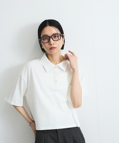 VICKY（ビッキー）の「【汗染み防止】ポロトップス≪セットアップ対応/洗濯機で洗える≫（Tシャツ/カットソー・レディース・オフホワイト/チャコールグレー/ブラック・M）」の17枚目の写真