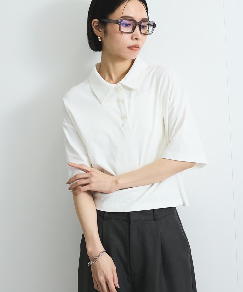 VICKY（ビッキー）の「【汗染み防止】ポロトップス≪セットアップ対応/洗濯機で洗える≫（Tシャツ/カットソー・レディース・オフホワイト/チャコールグレー/ブラック・M）」の18枚目の写真