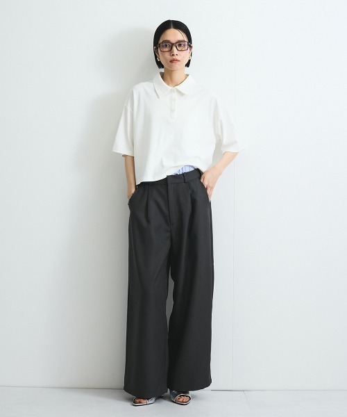 VICKY（ビッキー）の「【汗染み防止】ポロトップス≪セットアップ対応/洗濯機で洗える≫（Tシャツ/カットソー・レディース・オフホワイト/チャコールグレー/ブラック・M）」の19枚目の写真