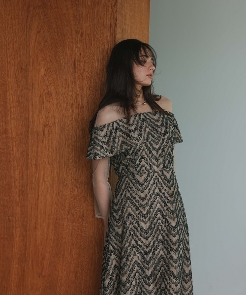 Callarus（カラルス）の「カットブローシェレースデザインワンピースドレス〔Callarus〕（ドレス・レディース・グレー/ベージュ/ブルーグレー・M/LL/L）」の19枚目の写真