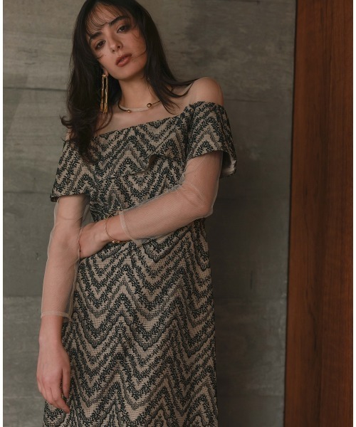 Callarus（カラルス）の「カットブローシェレースデザインワンピースドレス〔Callarus〕（ドレス・レディース・グレー/ベージュ/ブルーグレー・M/LL/L）」の21枚目の写真