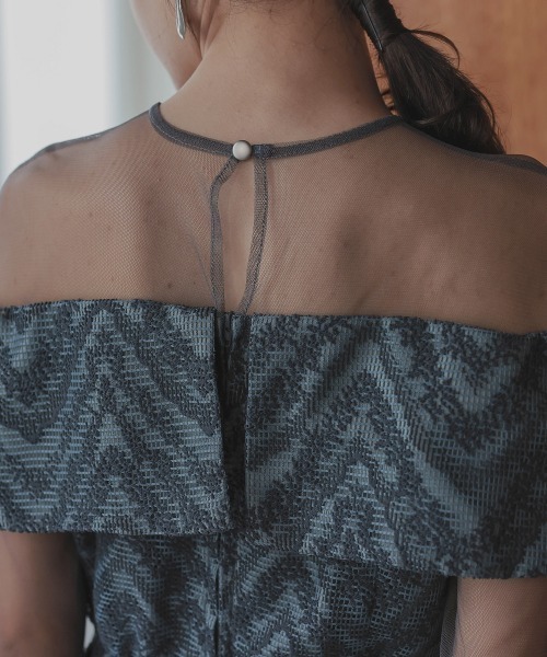 Callarus（カラルス）の「カットブローシェレースデザインワンピースドレス〔Callarus〕（ドレス・レディース・グレー/ベージュ/ブルーグレー・M/LL/L）」の8枚目の写真