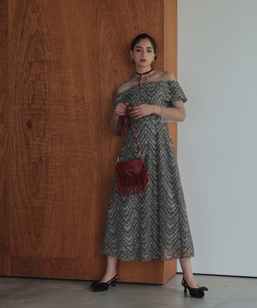 セール】カットブローシェレースデザインワンピースドレス