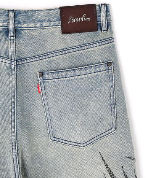 Supplier/サプライヤー/Tribal Rhinestone Denim Shorts（デニム