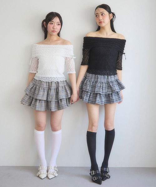 3.3 Field Trip （3.3フィールドトリップ）の「3.3 Field Trip／チェックフリルスカート（インパン付）（スカート・レディース・ブラック/ブルー/ブラウン・FREE）」の10枚目の写真