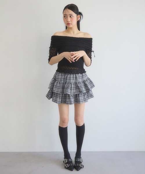 3.3 Field Trip （3.3フィールドトリップ）の「3.3 Field Trip／チェックフリルスカート（インパン付）（スカート・レディース・ブラック/ブルー/ブラウン・FREE）」の13枚目の写真