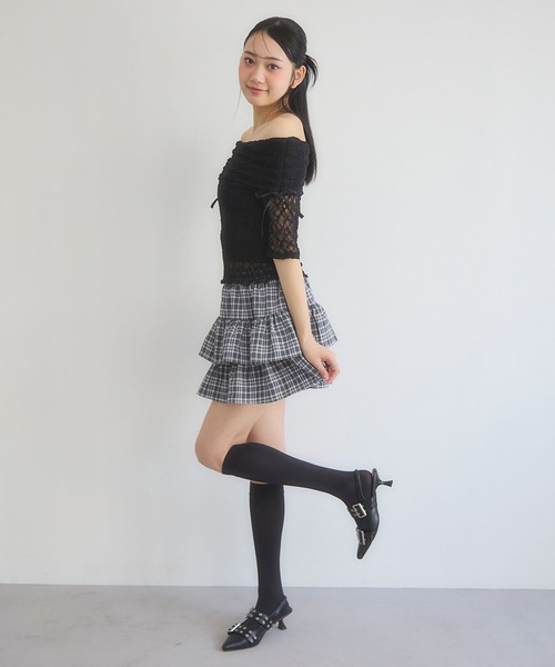 3.3 Field Trip （3.3フィールドトリップ）の「3.3 Field Trip／チェックフリルスカート（インパン付）（スカート・レディース・ブラック/ブルー/ブラウン・FREE）」の14枚目の写真
