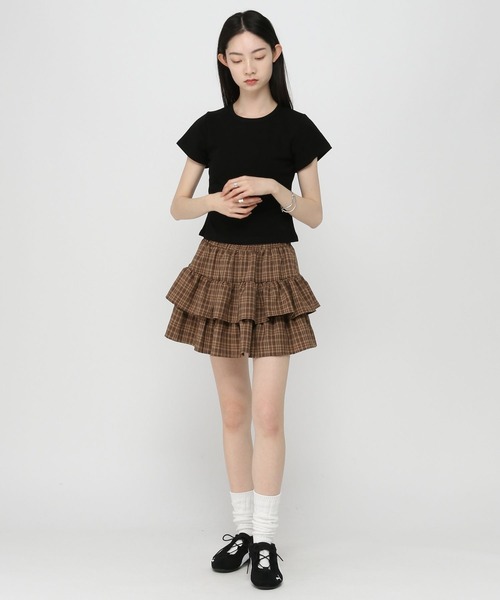3.3 Field Trip （3.3フィールドトリップ）の「3.3 Field Trip／チェックフリルスカート（インパン付）（スカート・レディース・ブラック/ブルー/ブラウン・FREE）」の15枚目の写真