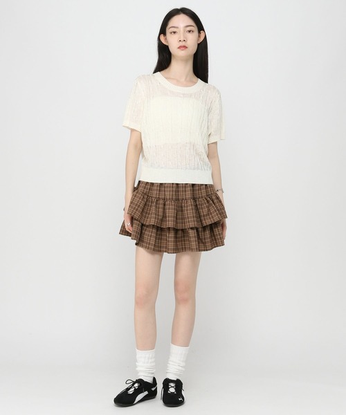 3.3 Field Trip （3.3フィールドトリップ）の「3.3 Field Trip／チェックフリルスカート（インパン付）（スカート・レディース・ブラック/ブルー/ブラウン・FREE）」の17枚目の写真
