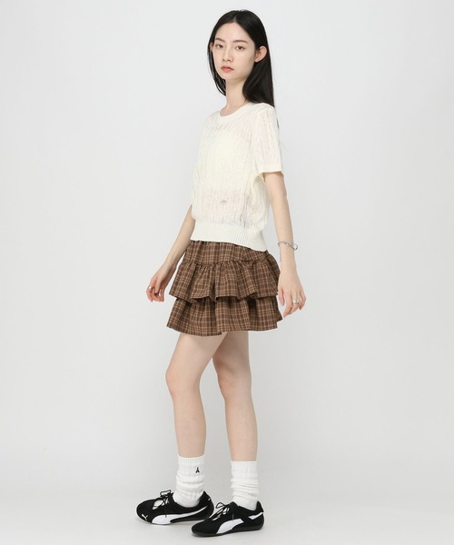 3.3 Field Trip （3.3フィールドトリップ）の「3.3 Field Trip／チェックフリルスカート（インパン付）（スカート・レディース・ブラック/ブルー/ブラウン・FREE）」の18枚目の写真