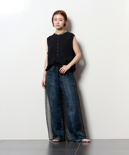 CITYSHOP（シティーショップ）の「HENRY NECK THERMAL TOP：カットソー（Tシャツ/カットソー・レディース・ブラック/ホワイト・FREE）」の7枚目の写真