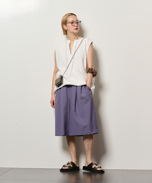 CITYSHOP（シティーショップ）の「HENRY NECK THERMAL TOP：カットソー（Tシャツ/カットソー・レディース・ブラック/ホワイト・FREE）」の8枚目の写真