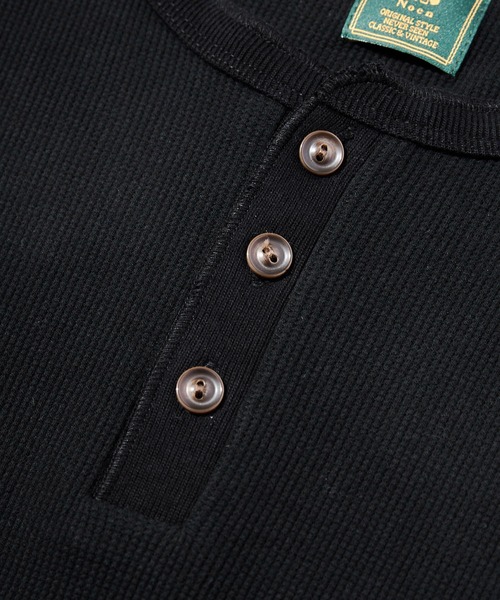 Noen(ノエン)の「ヘンリーネックワッフルTシャツ(Tシャツ/カットソー・メンズ・ブラック/ホワイト・MEDIUM/LARGE)」の13枚目の写真