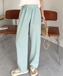 ReRe（リリ）の「選べる2TYPEギンガムチェックルームウエアパンツ（ルームウェア/パジャマ）」