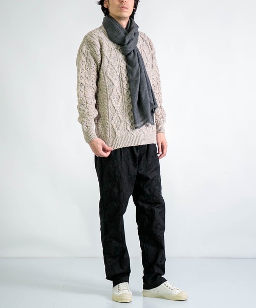 KHATA（カタ）の「[KHATA] CASHMERE MIX STOLE / カシミアウールストール（マフラー・メンズ・ライトブラウン/チャコールグレー・FREE）」の12枚目の写真