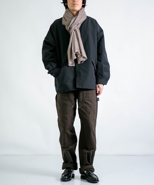 KHATA（カタ）の「[KHATA] CASHMERE MIX STOLE / カシミアウールストール（マフラー・メンズ・ライトブラウン/チャコールグレー・FREE）」の7枚目の写真