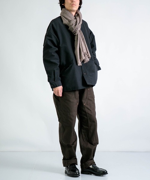 KHATA（カタ）の「[KHATA] CASHMERE MIX STOLE / カシミアウールストール（マフラー・メンズ・ライトブラウン/チャコールグレー・FREE）」の8枚目の写真