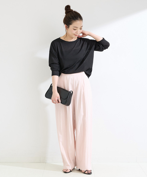 B.C STOCK（ベーセーストック）の「《追加2》ウォッシャブル / スラブシアーロンTEE（Tシャツ/カットソー・レディース・ブラック/チャコールグレー/ホワイト/ピンク・FREE）」の8枚目の写真