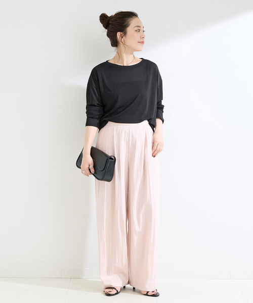 B.C STOCK（ベーセーストック）の「《追加2》ウォッシャブル / スラブシアーロンTEE（Tシャツ/カットソー・レディース・ブラック/チャコールグレー/ホワイト/ピンク・FREE）」の6枚目の写真