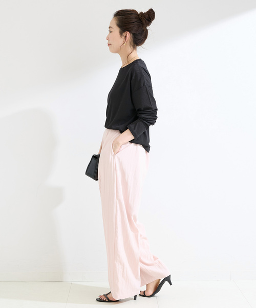 B.C STOCK（ベーセーストック）の「《追加2》ウォッシャブル / スラブシアーロンTEE（Tシャツ/カットソー・レディース・ブラック/チャコールグレー/ホワイト/ピンク・FREE）」の10枚目の写真